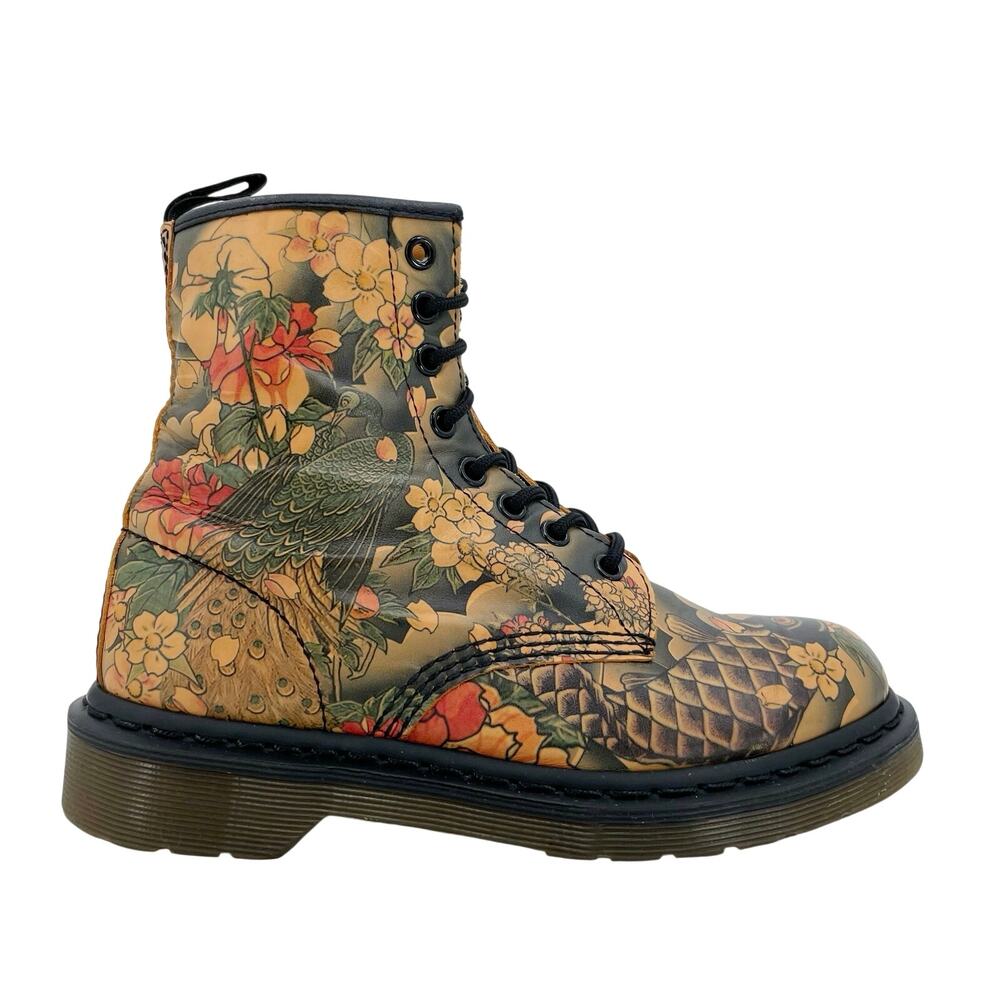 Dr. Martens x Evisu Wagara 1460 Tattoo Sleeve Japanese Koi Fish Boots Size US 7 - Picture 2 of 15